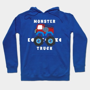 Vector illustration of monster truck with cartoon style. Hoodie